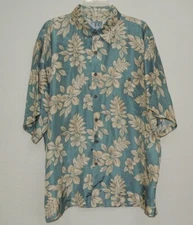 Silk Traders Hawaii  XXL  Monstera & Flower Palm on sea foam Green Silk/Nice