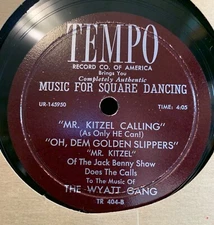 12" 78 Jack Benny show's MR KITZEL (as only he can) CALLING SQUARE DANCES VG+