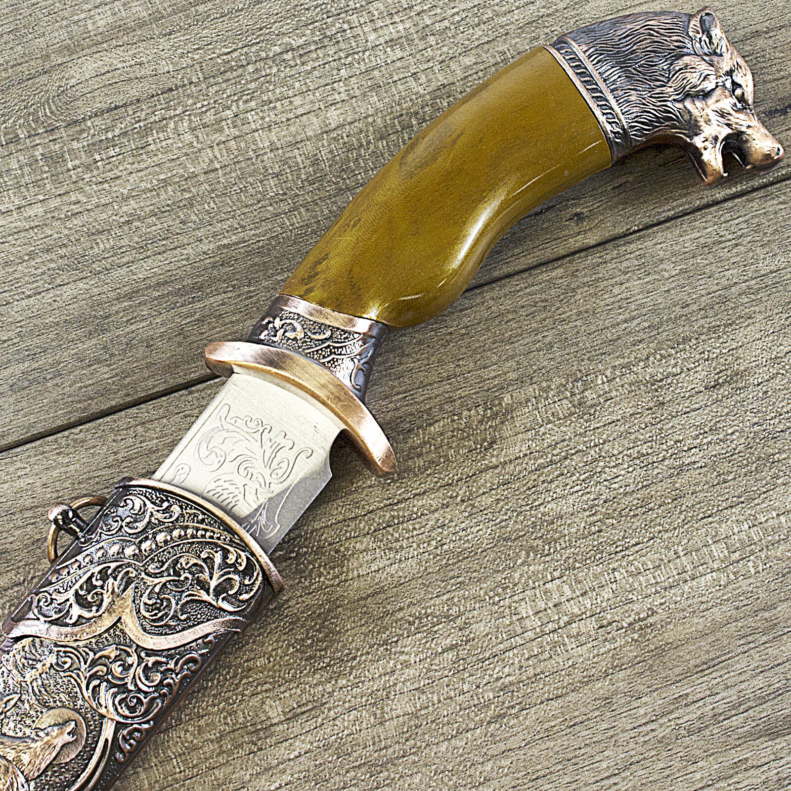 12" WOLF HEAD DECORATIVE DAGGER KNIFE w/ COLLECTOR'S SHEATH Fantasy Steel Blade eBay