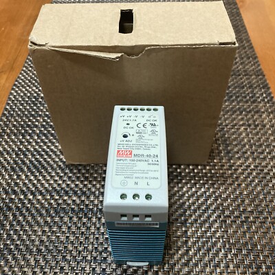 Mean Well MDR-40-24 Din Rail Power Supply 24V 1.7A, Input 100-240V 1.1A 50/60Hz