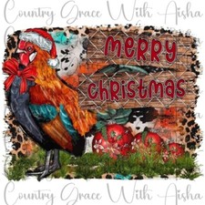 Sublimation Transfer Print Chicken Christmas Ready to Press Heat Transfer