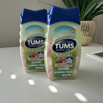 2) Tums Black Cherry & Watermelon - Chewable Tablets- 56 Ct. Ea. - EXP 09/25