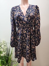 Nwt CUPSHE Size S Women Multicolor Surplice Stretch Waist Long Sleeve Midi Dress