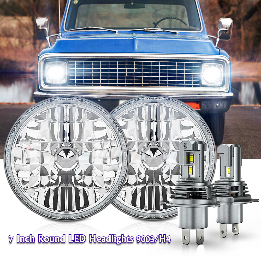 Headlights For Chevrolet C20 Pickup Pair 7" Round Led Headlights Hi-Lo Beam For Chevy C10 C20 Camaro Nova LUV Truck Headlights For Chevrolet C10 Pickup - Foto 13