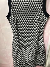 Sharagano Women Dress Sleeveless Black/White Plaid