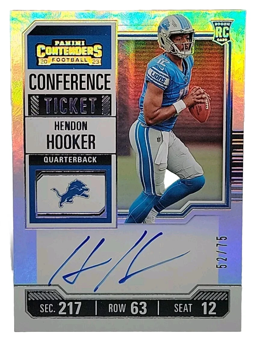 2023 Contenders Hendon Hooker Rookie Conference Ticket On Card Auto /75 RC NFL