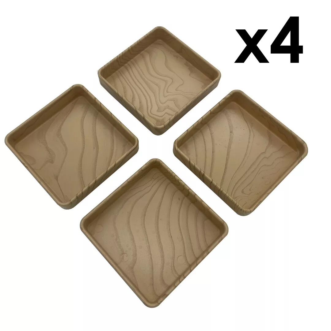 Square Furniture Cups Castors Floor Protectors Felt Premium Wood Caster Chair UK