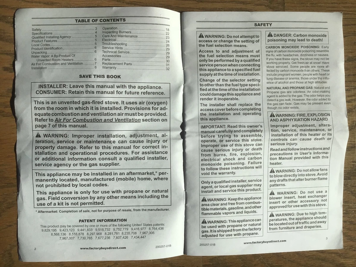Operation/Instruction Manual for Duluth Forge Gas Stoves FDSR25 FdSR25GF |  eBay