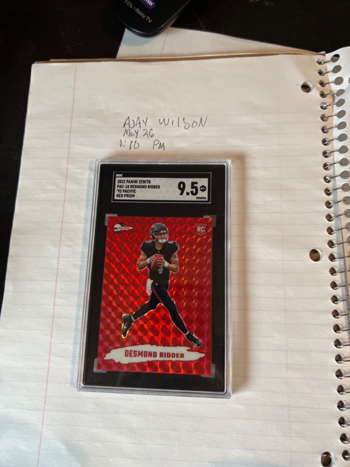 2022 Panini zenith Desmond ridder 92 Pacific red prism SGC 9.5