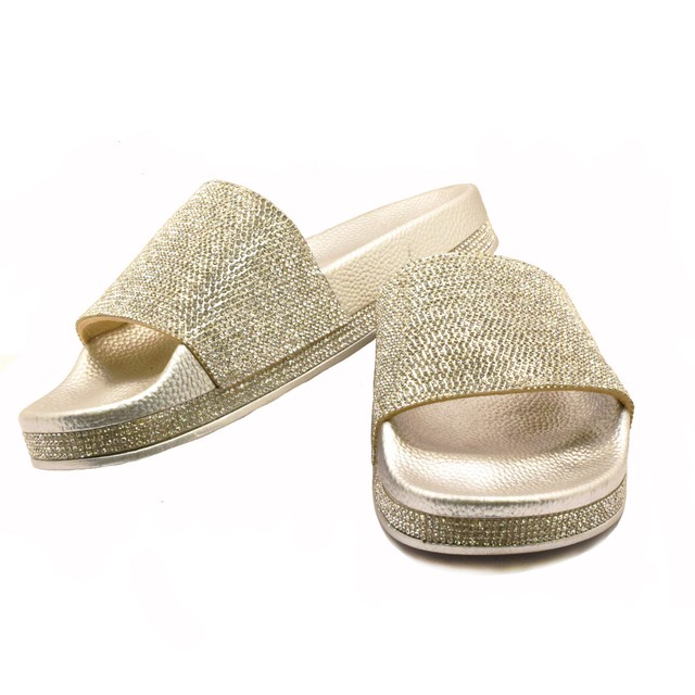 H2K Tiffany-High Silver Sparkle Fashion Slides Flip Flops Sandals Bling Slides | eBay