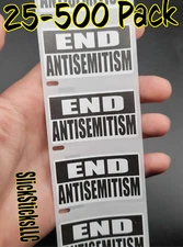 END ANTISEMITISM 25-500Pack stickers end stop hate Israel peace jews jewish love