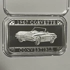 1967 Corvette Convertible Rare Collectors Ingot Bar 1 Troy Oz .999 Fine Silver