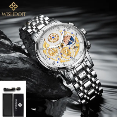 WISHDOIT Original Watch for Men's Waterproof Stainless Steel