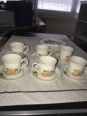 Coloroll Biltons Tee-/ Kaffeeservice 18-tl. England Keramik Orangen Früchte