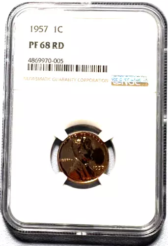 1957 Lincoln Cent NGC PF 68 RD - Spotless Bright Red