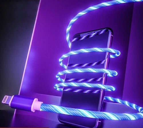 New Micro 3 in 1 USB Cable Cord Type C LED Fast Charging Light Up Phone Charger - Picture 4 of 14