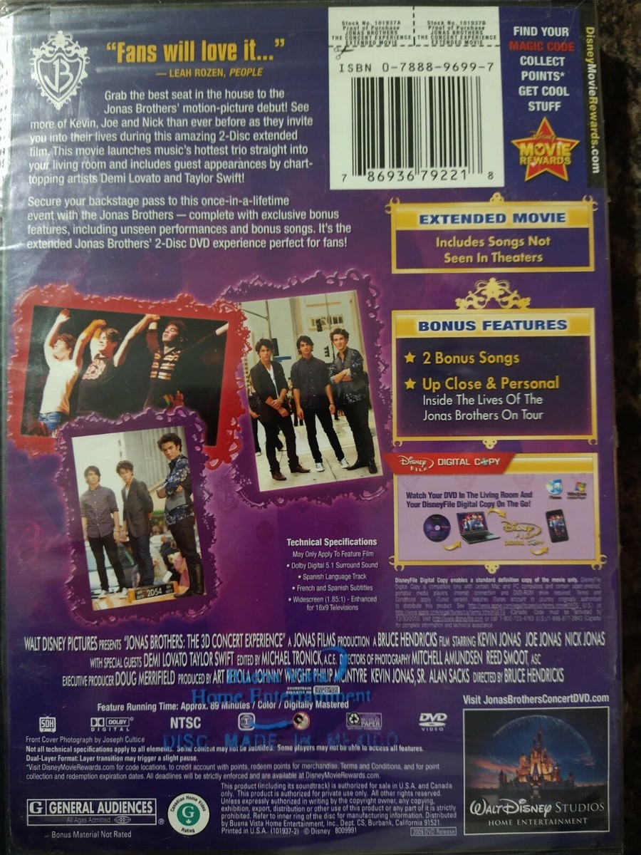 Jonas Brothers - The Concert Experience Extended Movie DVD 2009
