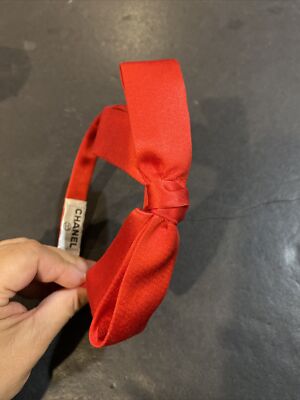 CHANEL Red Ribbon Headband Authentic Chanel Ribbon Headband | eBay main image 2