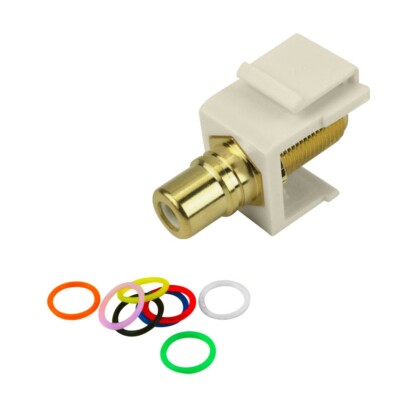 Construct Pro  F-Connector to RCA Keystone Jack Insert (Light Almond)