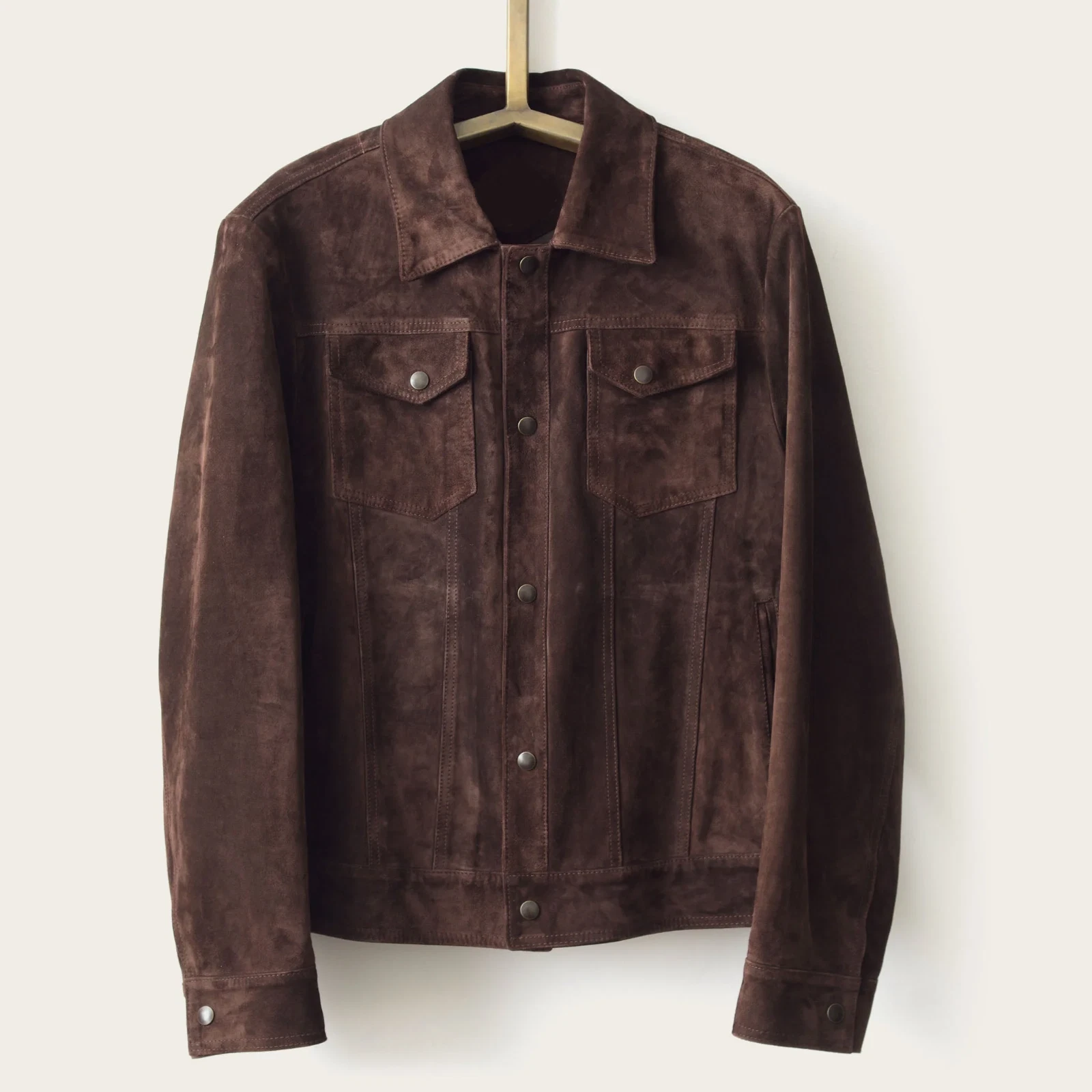 Men Brown Suede Leather Trucker Jacket Custom Made Size S M L XL 2XL 3XL 4XL 5XL