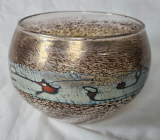 Stunning large studio glass wide bodied bowl by Karin Von Drehle
