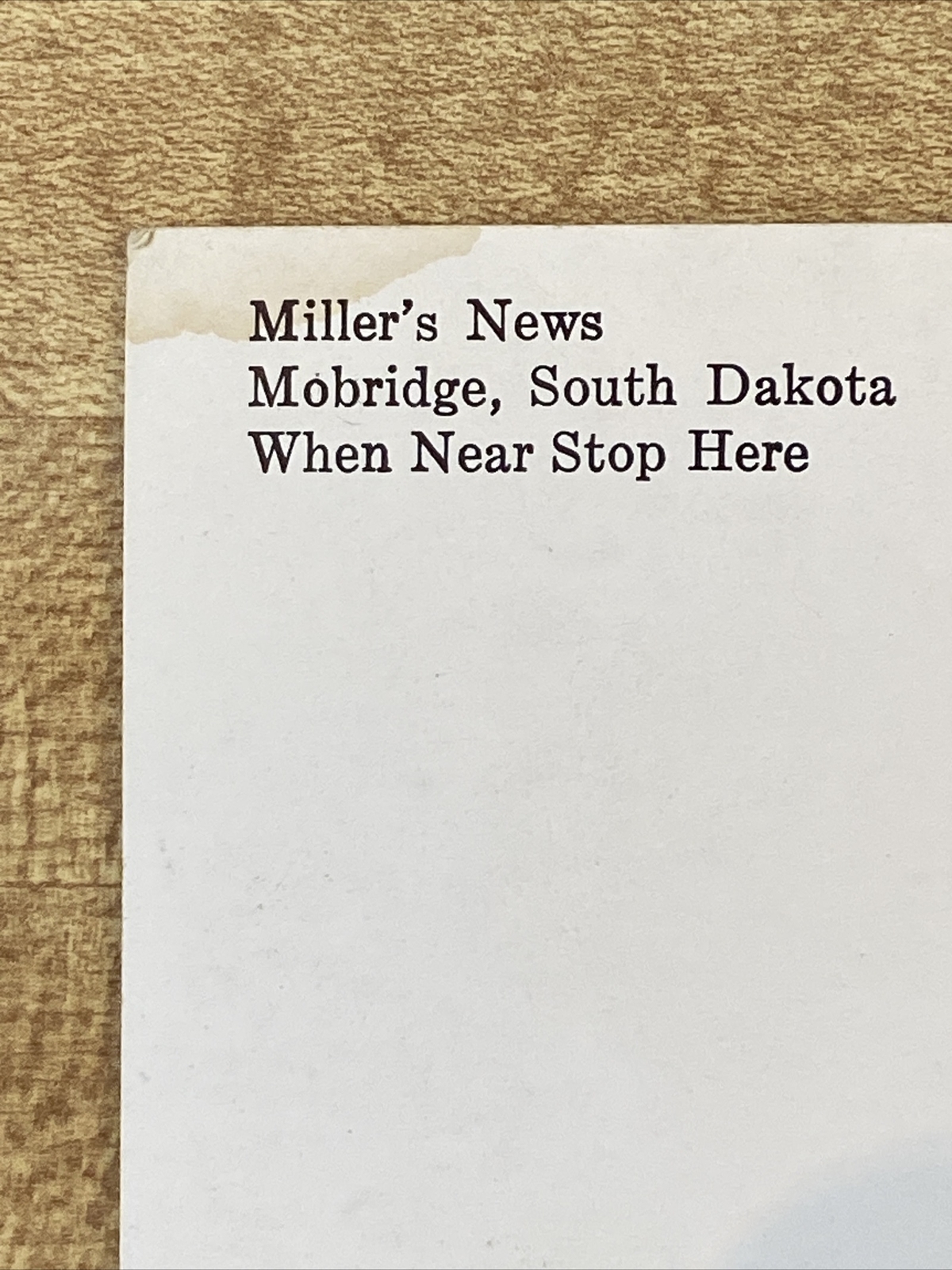 Miller's News Branding Time Postcard Mobridge, South Dakota View