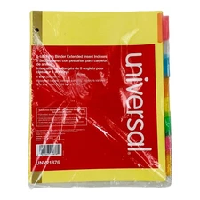 6 Sets 11 x 8.5 Extended Insertable Tab Indexes 8-Tab Buff, Assorted Tabs
