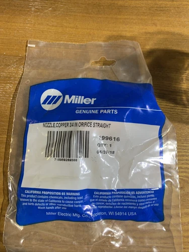 MILLER 199616 Nozzle, Copper 3/4" Orifice Straight 