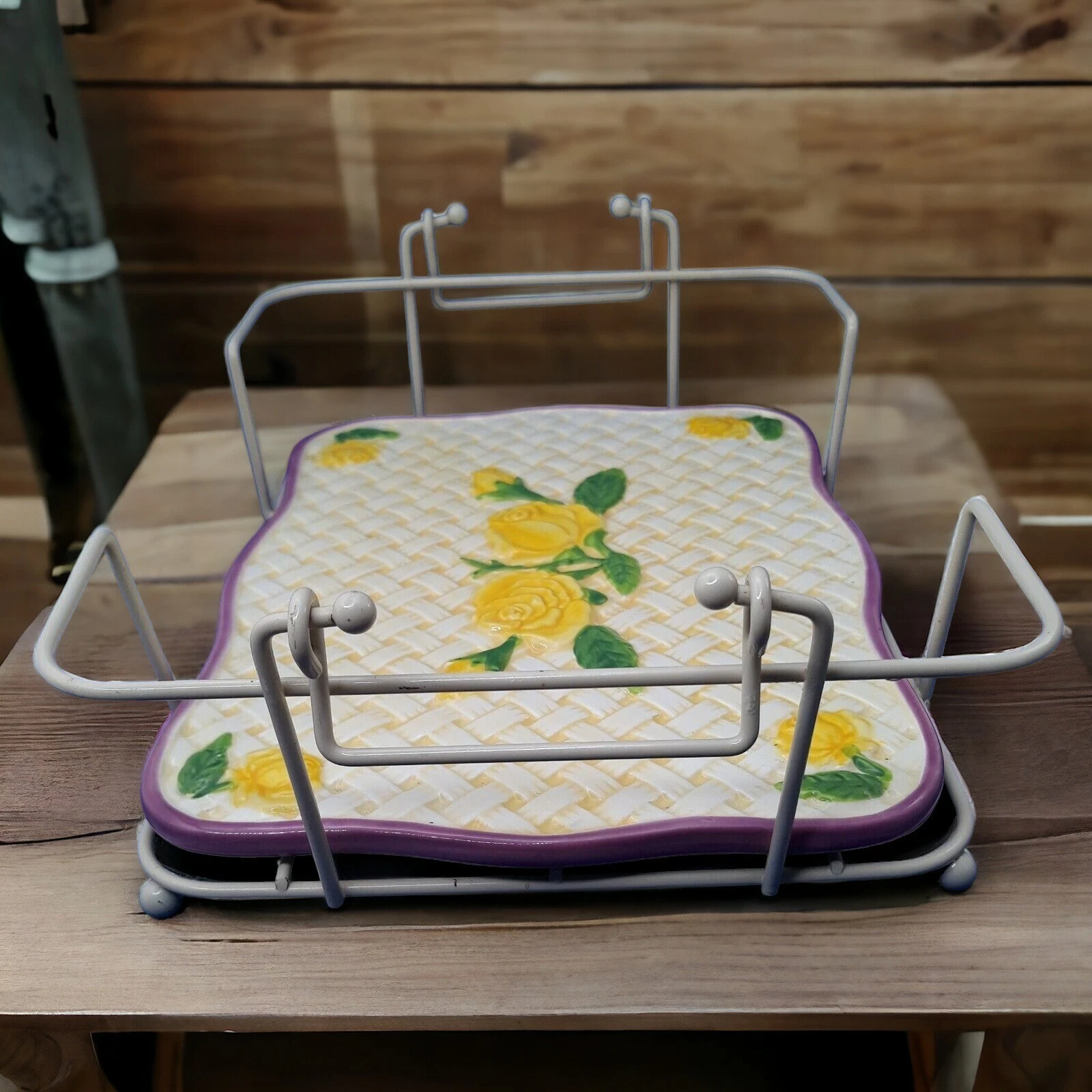 Temptations Trivet & Rack Presentable Ovenware By Tara Rose Yellow Rare Color