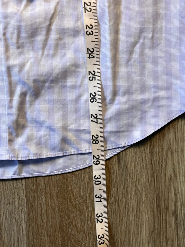 Camisa para hombre David Donahue ajuste recortado 15,5 32/33 cuadros a cuadros abotonados de lujo Foto 3 de 4