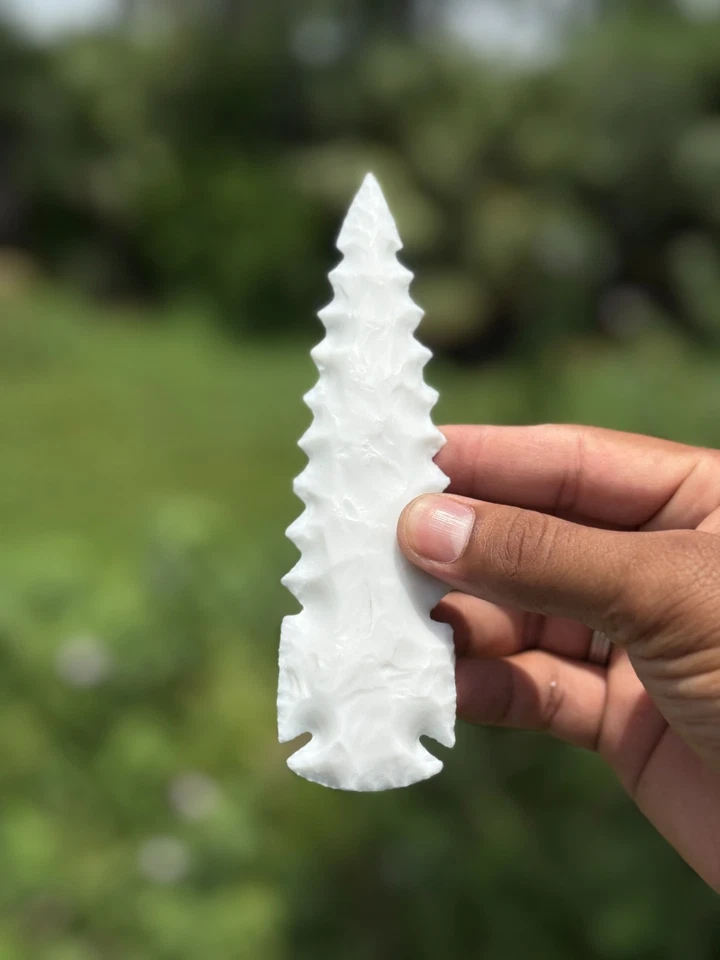 Têtes de flèches en verre tranchant en jade blanc têtes de flèches faites à l... - Photo 3/4