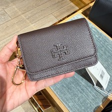New Tory Burch Thea Flap Card Case 169969 Deep Brown 150