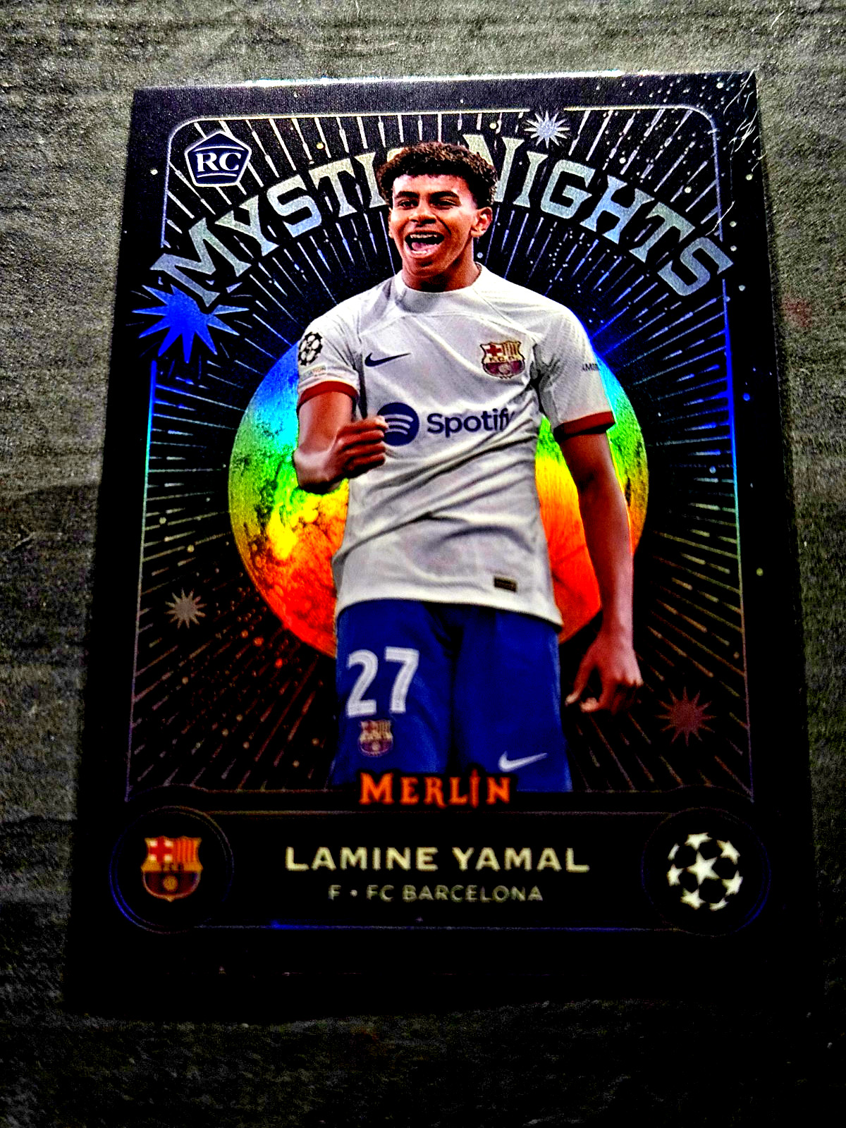 2023-24 Topps Merlin Mystic Nights RC Lamine Yamal Rookie Refractor MN-8 MINT 🔮 view 10