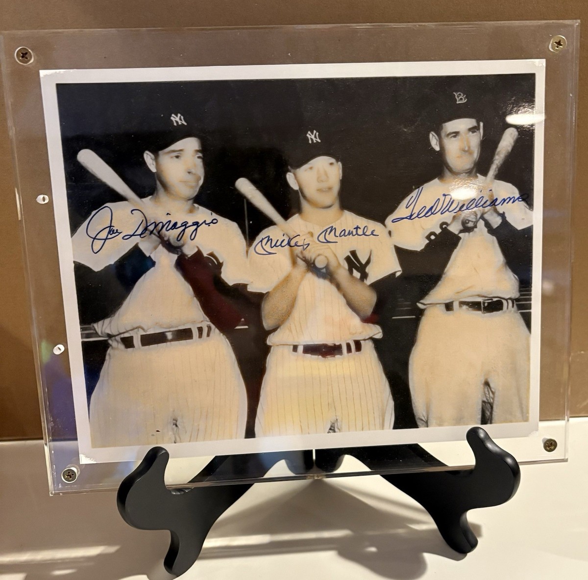 Joe DiMaggio Mickey Mantle Ted Williams Autographed Photograph