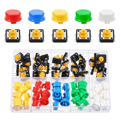 80Pcs Momentary SMD PCB Tact Switch, 12x12x7.3 mm Tactile Push Button Switch