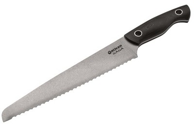 Boker Tree Brand Saga Kitchen Bread Knife Black G-10 Full Tang Stonewash 130281