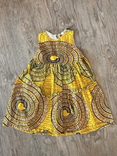 Girls 100 Cotton African Dress Gold Yellow And Black Size 6