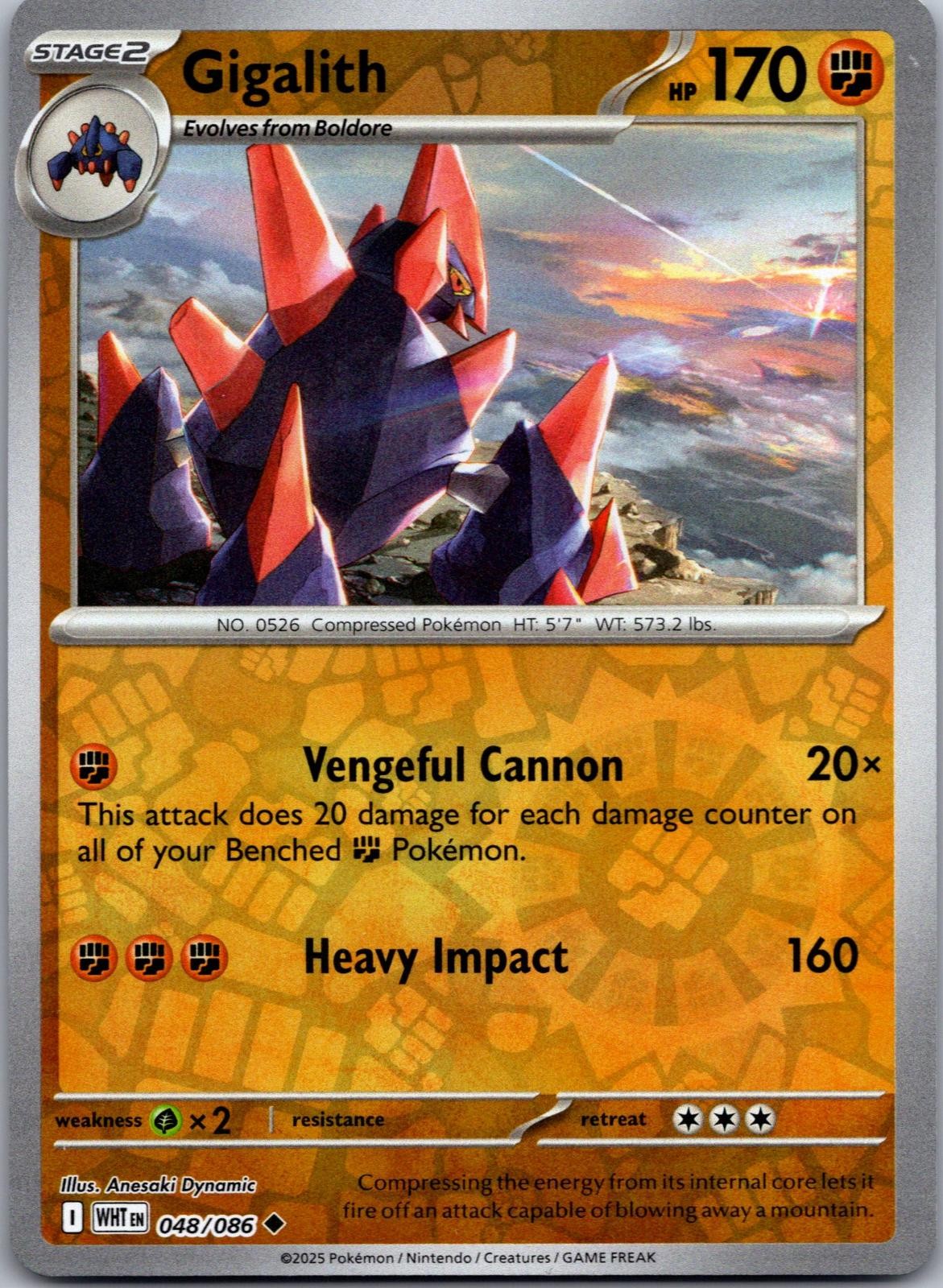Gigalith 048/086 Uncommon White Flare Pokemon Reverse Holo Near Mint