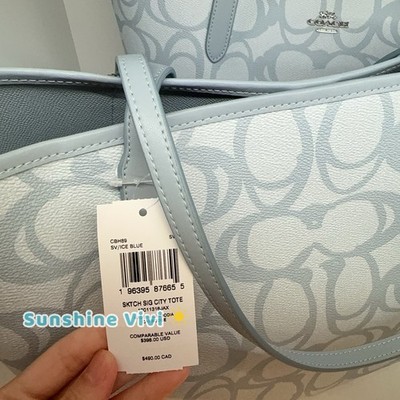 NWT Coach City Tote Bag In Sketch Signature Canvas CBH89, Silver