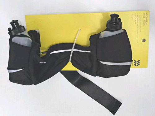 ALL IN MOTION HYDRATION WAIST PACK RUNNING BELT TWO 10OZ WATER BOTTLES. - BLACK - 第 2/4 張圖片