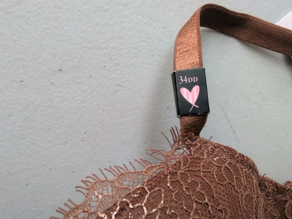 Sujetador Victorias Secret Dream Angels marrón forrado demi encaje superpuesto 34DD NUEVO❣️ Foto 2 de 4