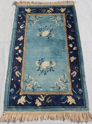 Vintage Peking Chinesische Handarbeit Epic Floral Multicolor Wollteppich Carpet 148x93 cm