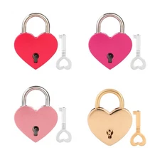 Mini candado de corazón de metal con llave, pequeño candado corazón para libreta