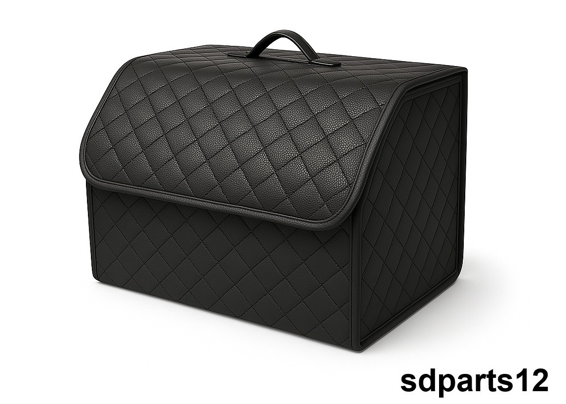 Borsa Portaoggetti Bagagliaio Auto Camper Camion 40x30x30cm Pu Pelle Nera - Immagine 1