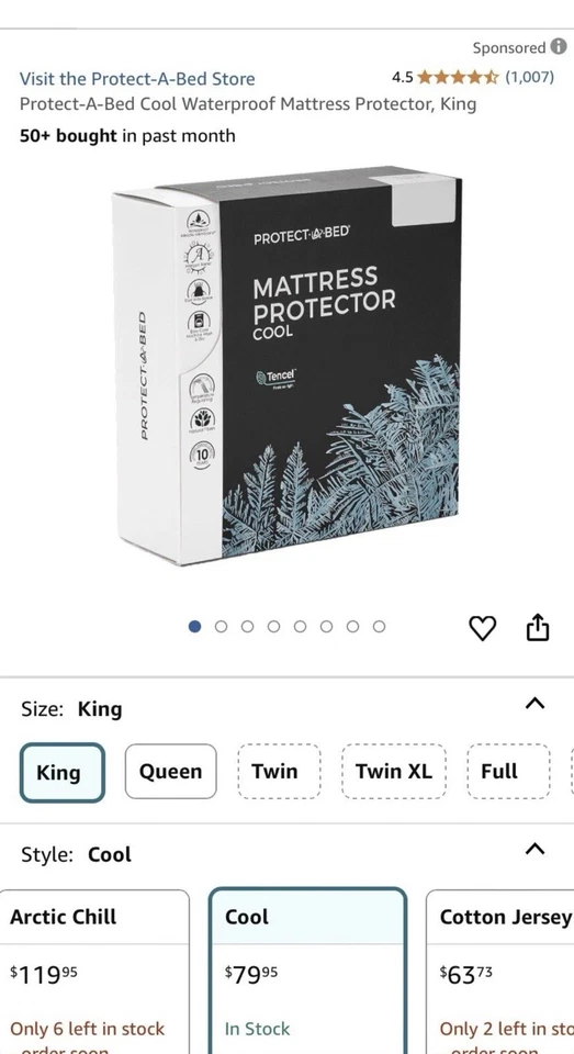 Protector de colchón de refrigeración - King - Protect-A-Bed - Impermeable - Eucalipto ❄️ Foto 3 de 4