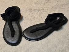 Sanuk Women's Yoga Mat Sling Sandals Flip Flops 1014681 Black Women  s Size 8