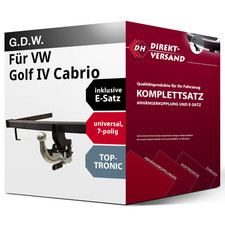 Für Golf IV Cabrio Typ 1E7 (G.D.W.) Anhängerkupplung abnehmbar + E-Satz 7pol neu