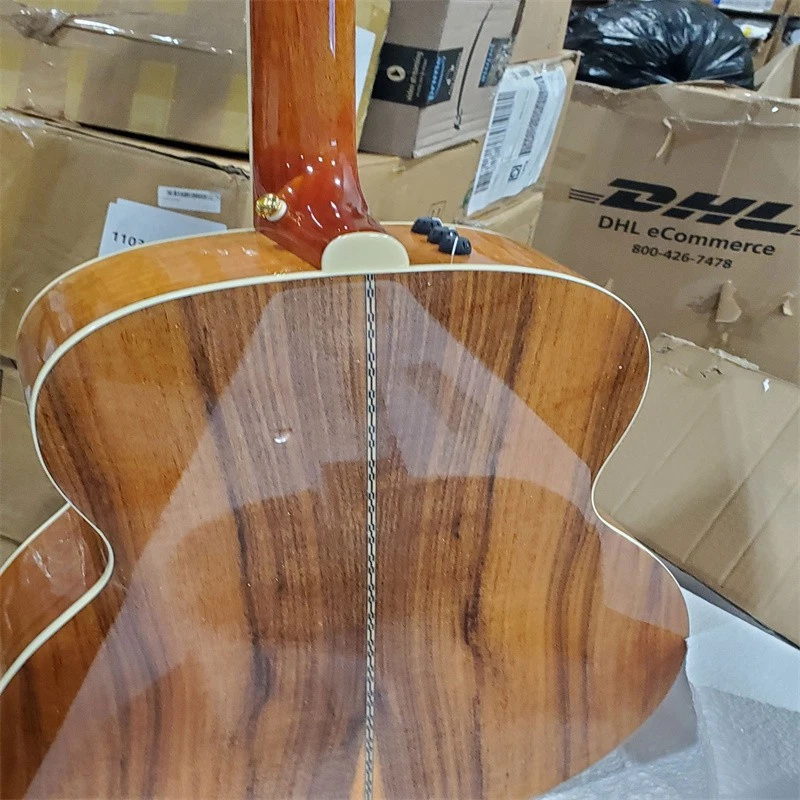 Custom Full KOA 6 String Acoustic Guitar Rosewood Fretboard Inlay Abalone Shell - Image 2 of 4