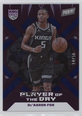 2022-23 Panini Player of the Day Blue 14/50 De'Aaron Fox #10 9v7