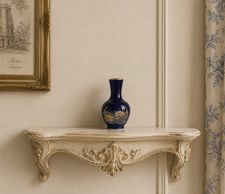 Antique  Chinese vase miniature cobalt blue with flowers. Collectible porcelain
